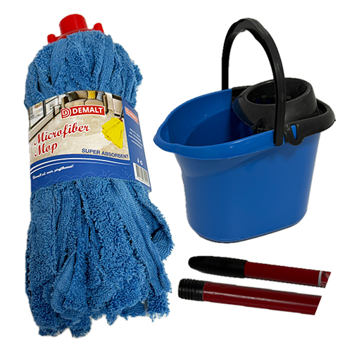 Set za čišćenje Demalt - štap 130 cm + kanta + mop mikrofiber 160 gr