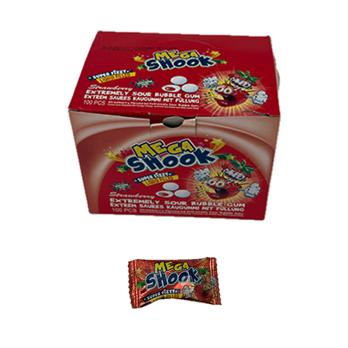 Žvake Mega Shook Super Fizzy Jagoda kisjele 4.2 gr