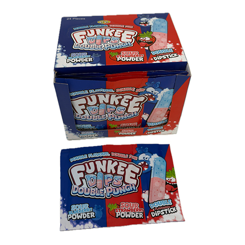 Slatkiš Funkee Dips Double štapić prah Jagoda + Borovnica 28 gr