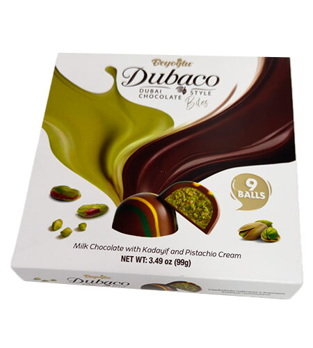 Čokoladice mliječne Dubaco Dubai Style bites kadaif + pistaći 9 kom - 99 gr