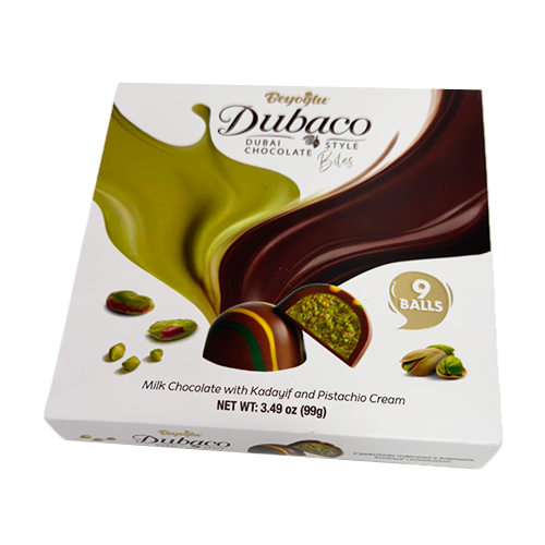 Čokoladice mliječne Dubaco Dubai Style bites kadaif + pistaći 9 kom - 99 gr