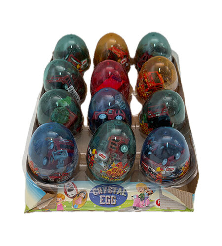 Igračka jaje Crystal Egg kamion vatrogasni + bombon 6 gr - 12 kom