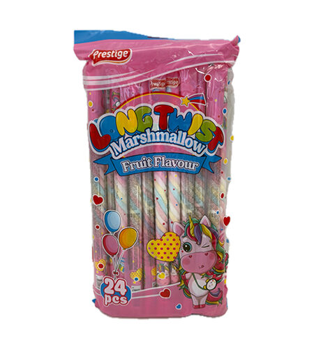 Slatkiš pjenasti Twisted Marshmallow Long - dugi mix voćni 18 gr - 24 kom