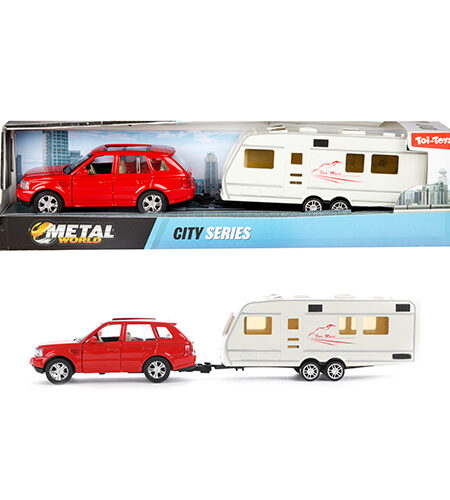 Automobil sa kamp-prikolicom metal - pogon na povlačenje, razmjera 1:48