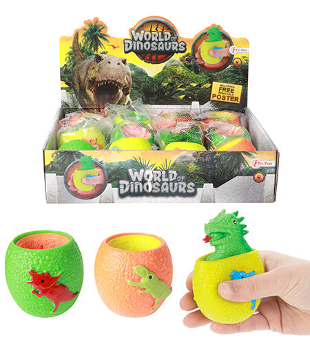 Jaje stiskajuće pop-out world of dino - 3 varijante (12 kom displej)