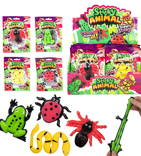 Životinja ljepljiva žaba - zmija - pauk - buba fun - 4 varijante (36 kom displej)
